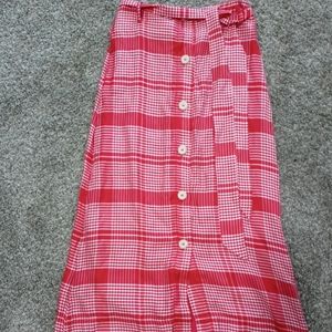 MNG  Red And White Plaid Skirt Size XS